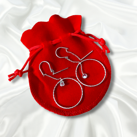 Cercei din argint 925 - placati cu rodiu - Round dangle cu zirconiu alb, 24 mm [1]