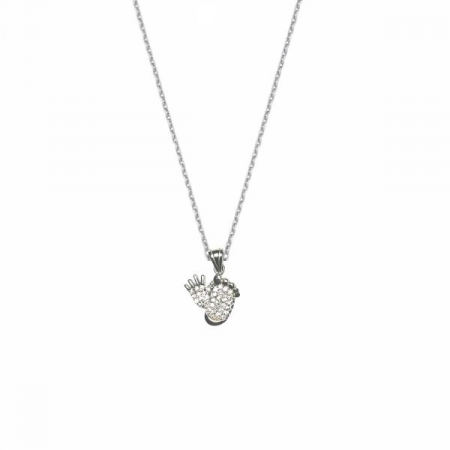 Colier argint 925 placat cu rodiu, piciorus si manuta cu zirconiu alb stralucitor, 15x14 mm [1]