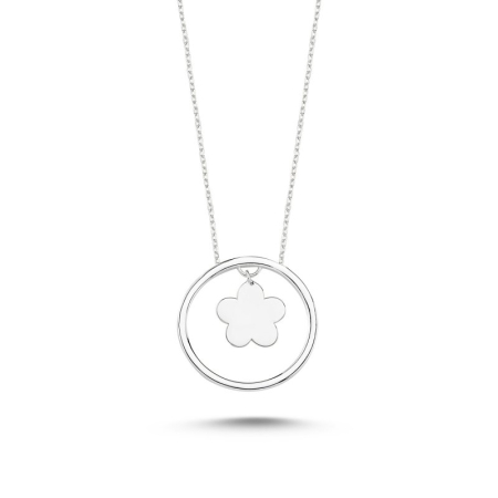 Coliere - Colier argint 925 placat cu rodiu, pandantiv Stoneless Daisy, lungime lantisor 40 cm