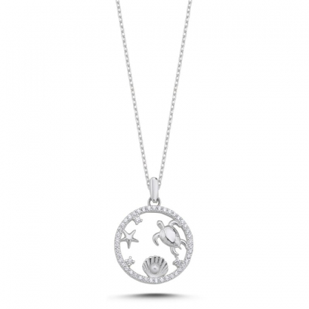 Coliere - Colier din argint 925, elegant, placat cu rodiu, pandantiv Motive Marine