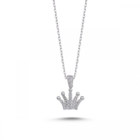 Coliere - Colier din argint 925, elegant, placat cu rodiu, pandantiv Coroana Regina cu zirconiu stralucitor, 40 +5 cm
