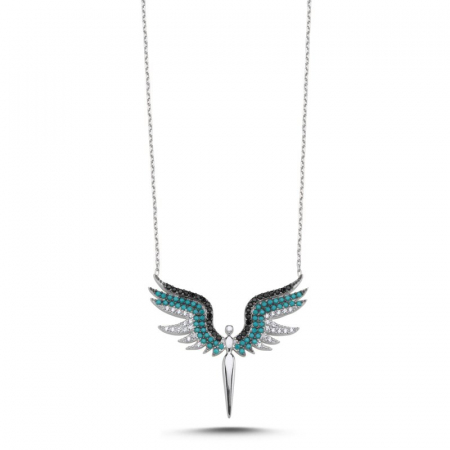 Coliere - Colier din argint 925, elegant, placat cu rodiu pentru mentinerea stralucirii, pandantiv Colorful Angel