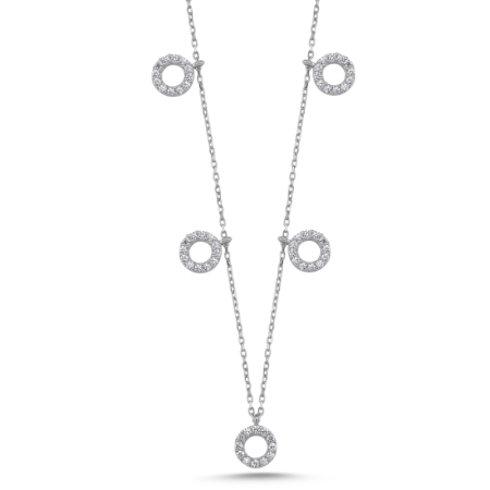 Coliere - Colier din argint 925, elegant, placat cu rodiu pentru mentinerea stralucirii, pandantiv Circles Dangle Charm