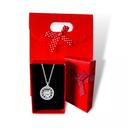 Colier din argint 925, placat cu rodiu, pandant round Baguette cu zirconiu, lungime lantisor 40 cm [0]