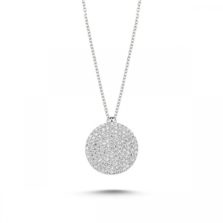 Coliere - Colier din argint 925, placat cu rodiu, pandat Round solitaire cu zirconiu, lungime lantisor 40+5 cm