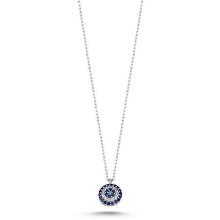 Coliere - Colier din argint 925, placat cu rodiu pentru mentinerea stralucirii, pandant Evil Eye - 9 mmv2