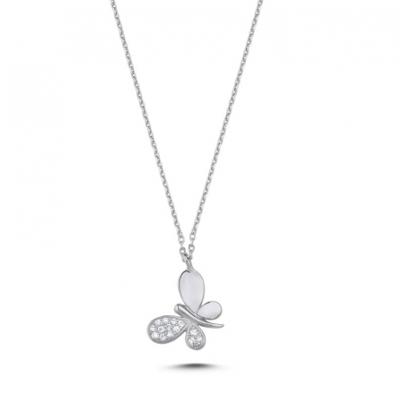 Coliere - Colier din argint 925, placat cu rodiu pentru mentinerea stralucirii, pandant Butterfly