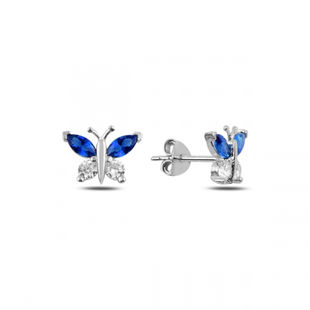 Cercei - Cercei argint 925 - placat cu rodiu - Colored Butterfly Earrings 9 mm