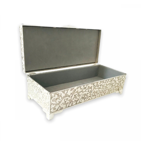 Cutie/Caseta bijuterii argintata, model elegant cu motive florale, 22 x 11.5 x 8 cm [2]