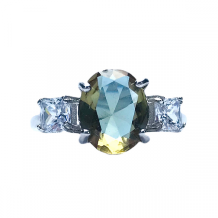 Inel din argint 925 - rodiat - cu ziconiu si pietre semi-pretioase Zultanit, 17.2 mm, marimea M [2]