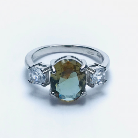 Inel din argint 925 - rodiat - cu ziconiu si pietre semi-pretioase Zultanit, 17.2 mm, marimea M [1]