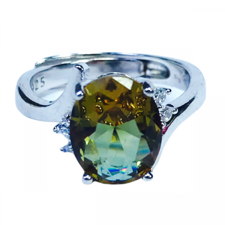 Inel din argint 925 - rodiat - cu ziconiu si pietre semi-pretioase Zultanit, reglabil [0]