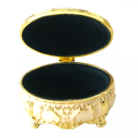 Caseta bijuterii argintata, model Gold Vintage, interior catifea neagra, 9.5x6.5x6.5 cm [3]