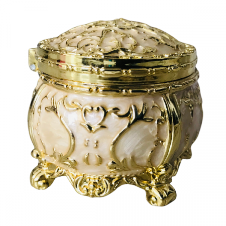 Caseta bijuterii argintata, model Gold Vintage, interior catifea neagra, 9.5x6.5x6.5 cm [2]