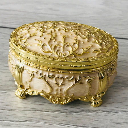 Caseta bijuterii argintata, model Gold Vintage, interior catifea neagra, 9.5x6.5x6.5 cm [1]