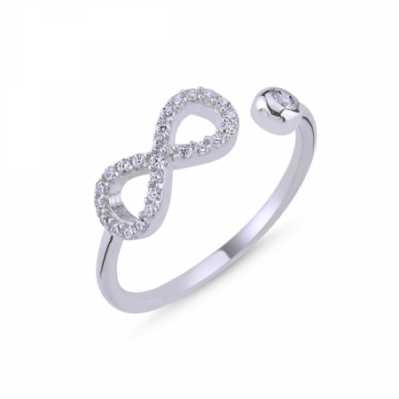 Inele - Inel argint 925 placat cu rodiu, Infinit cu zirconiu alb, 11/5 mm, reglabil