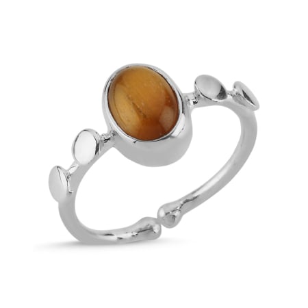 Inele - Inel Tiger's Eye - din argint 925, placat cu rodiu pentru menținerea strălucirii, reglabil