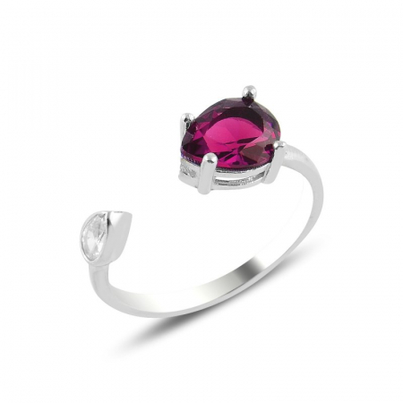 Inele - Inel Teardrop Colored - din argint 925, placat cu rodiu pentru menținerea strălucirii, reglabil - Garnet