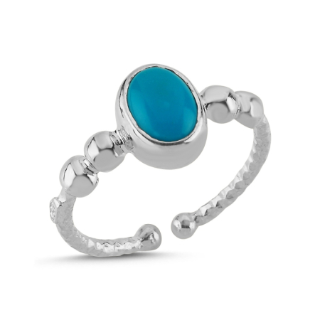 Inele - Inel Turquoise - din argint 925, placat cu rodiu pentru menținerea strălucirii, reglabil
