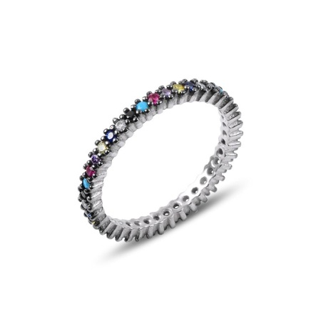 Inele - Inel din argint 925 - placat cu rodiu pentru mentinerea stralucirii, model Single Row MiX Thin Eternity