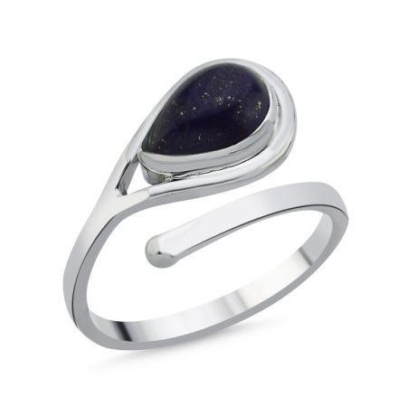 Inele - Inel din argint 925 - placat cu rodiu pentru mentinerea stralucirii, model Lapis Lazuli & Adjustable Ethnic Ring- marime ajustabila