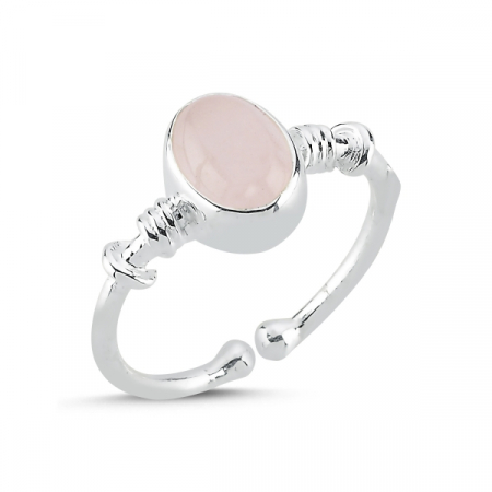 Inele - Inel din argint 925 - placat cu rodiu pentru mentinerea stralucirii, model Quartz Roz - marime ajustabila