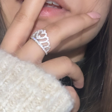 Inel din argint 925, placat cu rodiu, Tiara cu pietre din zirconiu, marime 16.5 mm [1]