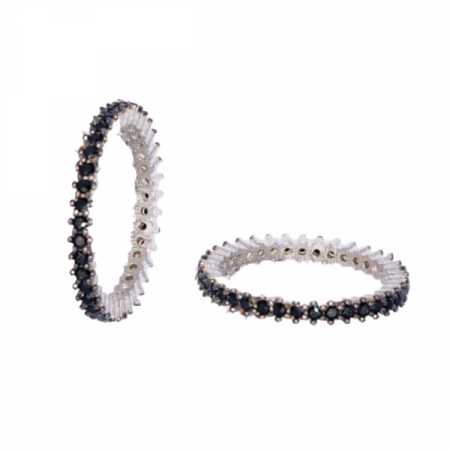 Inel din argint 925 - rodiat - cu ziconii negre [0]