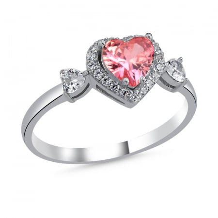 Inele - Inel Elegant Pink Heart - din argint 925, placat cu rodiu pentru menținerea strălucirii