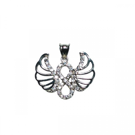 Pandantive - Pandantiv argint 925 placat cu rodiu, Ingeras cu Infinit cu zirconiu alb stralucitor, 20x15 mm
