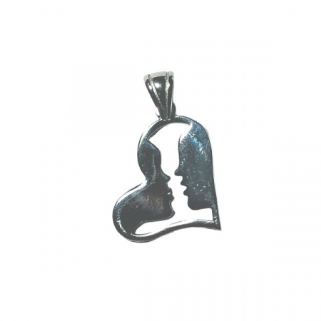 Pandantive - Pandantiv argint 925 placat cu rodiu, Inimoara cu indragostiti, 17 mm