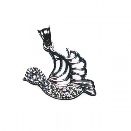 Pandantive - Pandantiv argint 925 placat cu rodiu, Randunica cu zirconiu alb stralucitor, 19 mm