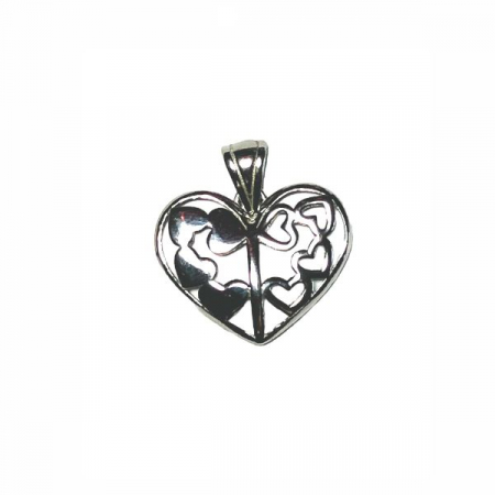 Pandantive - Pandantiv argint 925 placat cu rodiu, Tribal Inimioare cu zirconiu alb stralucitor, 17 mm