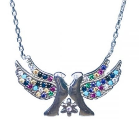 Colier argint 925 - rodiat/pandantiv PORUMBEI/ziconii colorate, 40-45 cm lungime lantisor [0]