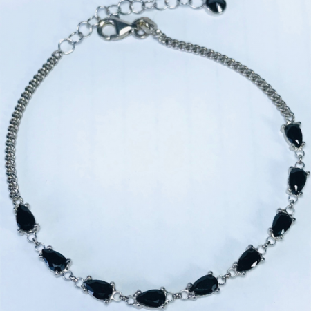 Bratara argint - 925 - placata cu rodiu, pietre din zirconiu negru,16 cm plus 3 cm - ajustabila [1]