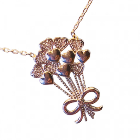 Colier argint 925 - placat cu rodiu/pandant Bouquet of hearts, 42+5 cm [0]