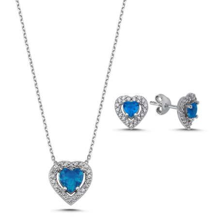 Seturi - Set argint 925 - placat cu rodiu, colier 40 cm si cercei 9 mm - Heart
