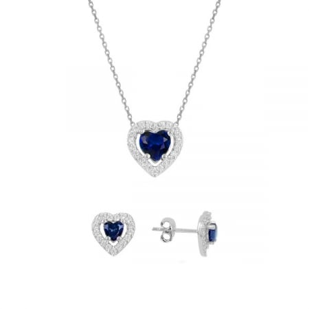 Set argint 925 - placat cu rodiu, colier 40 cm si cercei 9 mm - Heart Topaz [1]