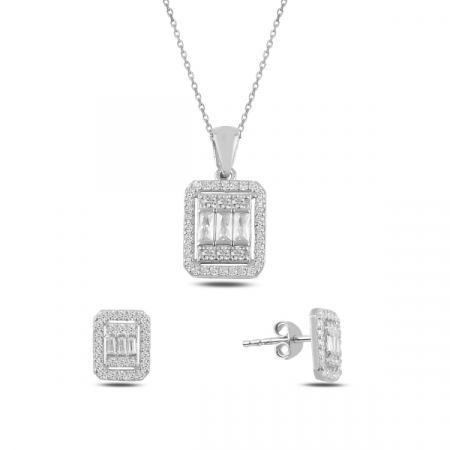 Seturi - Set argint 925 - placat cu rodiu, colier 40 cm si cercei 8/5mm - ELEGANT