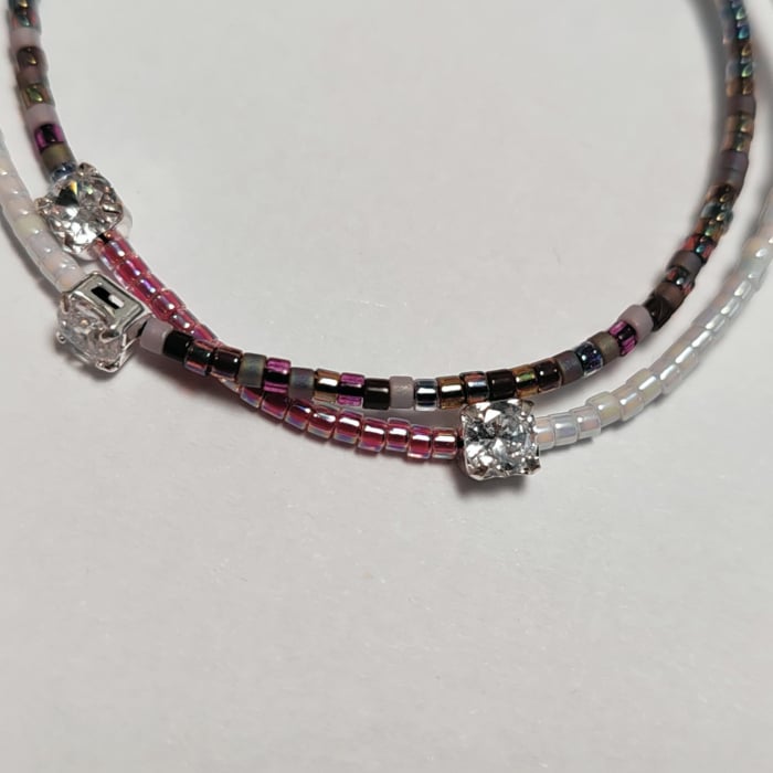 Bratara Reglabila Dubla Nadiela WINE - Margele Miyuki, Toho si Link-uri din Argint cu Zirconiu [4]