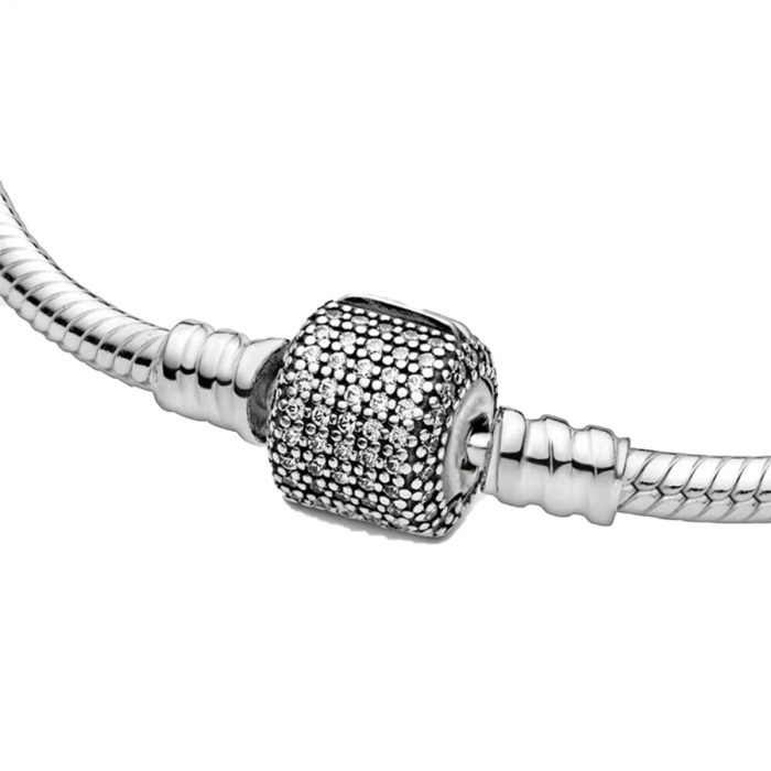 Bratara pentru talismane compatibile Pandora din Argint 925 – Sparkling cobblestone 17 cm, Bijuterii Nadiela [4]