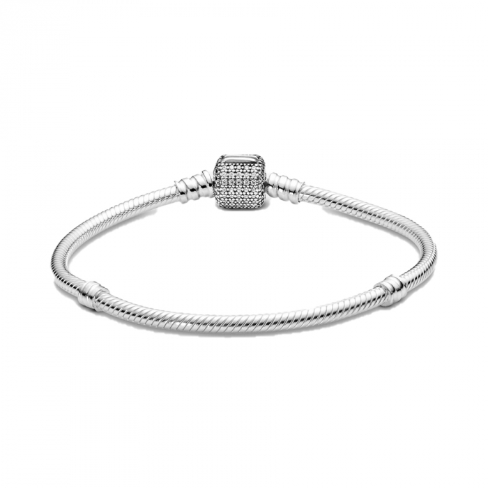 Bratara pentru talismane compatibile Pandora din Argint 925 – Sparkling cobblestone 17 cm, Bijuterii Nadiela [3]