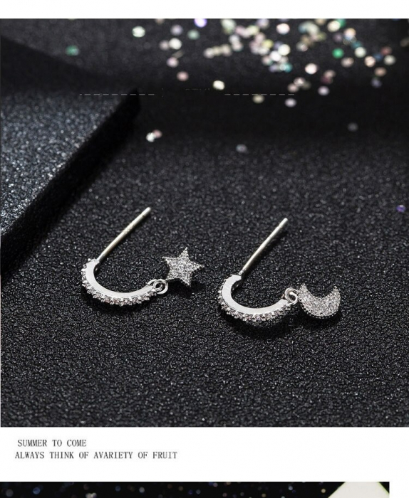 Cercei Argint 925 – Moon and Star, Bijuterii Nadiela [3]