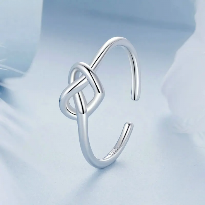 Inel reglabil din Argint 925 - Crossed heart [2]