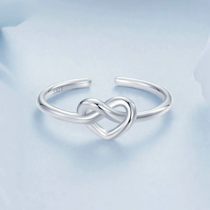 Inel reglabil din Argint 925 - Crossed heart [3]