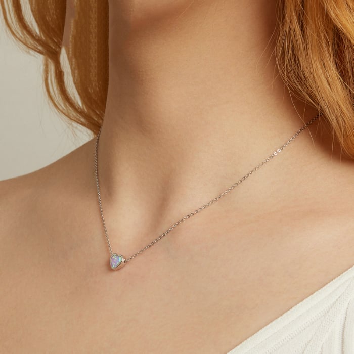 Bijuterii Nadiela, Lantisor din argint 925 - Inima colorata [3]