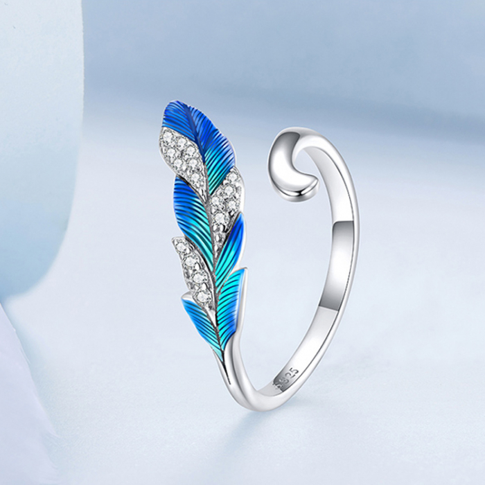 Bijuterii Nadiela, Inel reglabil din Argint 925 - Feather [5]