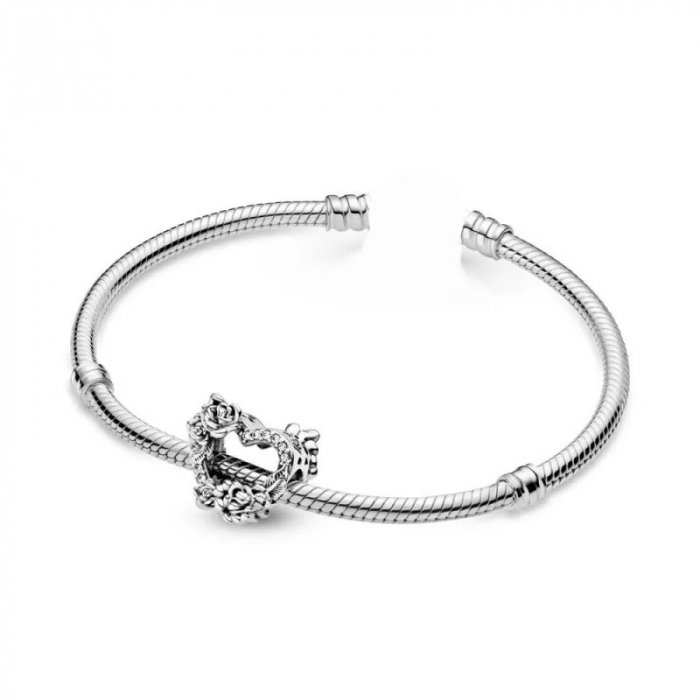 Talisman Argint 925, Charm compatibil Pandora – Flower Heart, Bijuterii Nadiela [5]