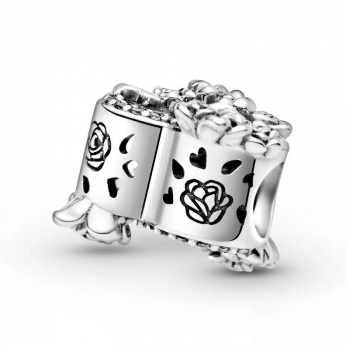 Talisman Argint 925, Charm compatibil Pandora – Flower Heart, Bijuterii Nadiela [4]