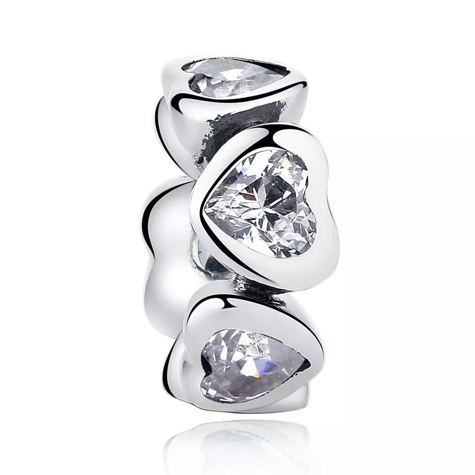 Talisman Argint 925, Charm compatibil Pandora – Crystal hearts, Bijuterii Nadiela [2]